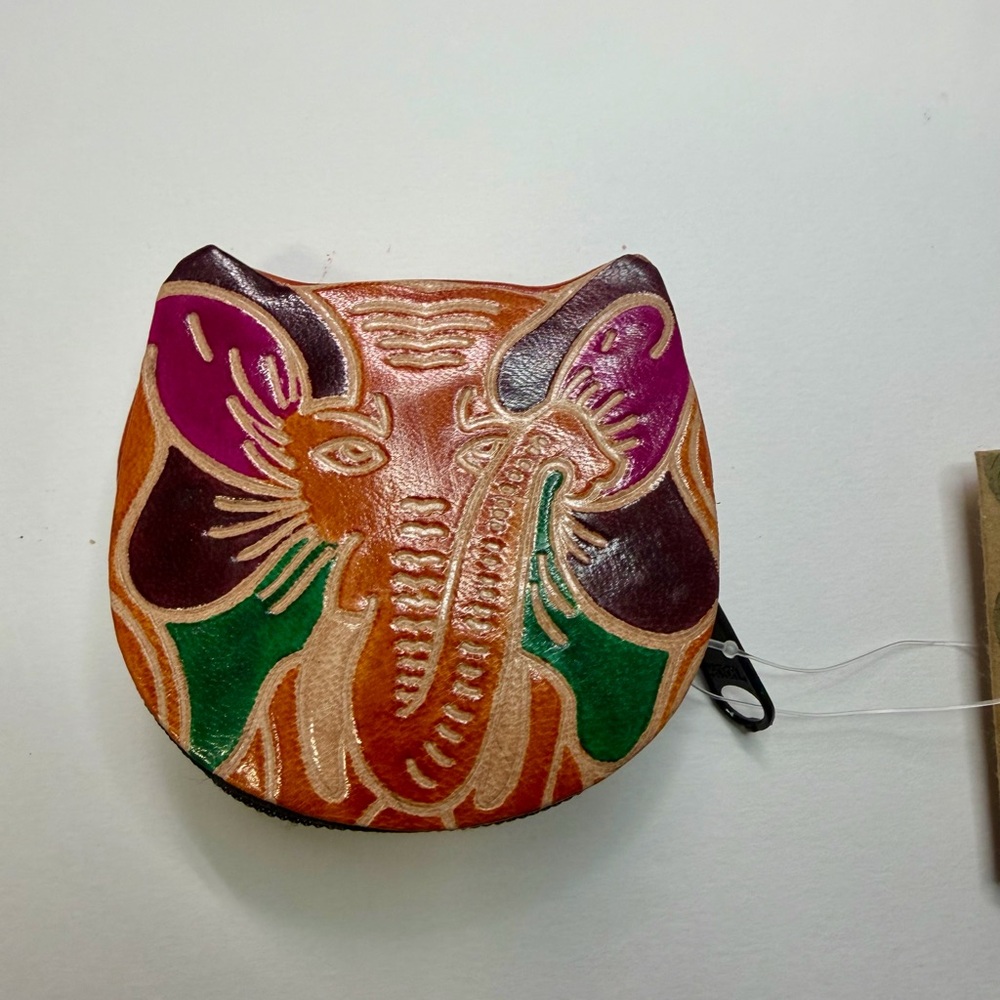 Multicolor Elephant Leather Coin Pouch